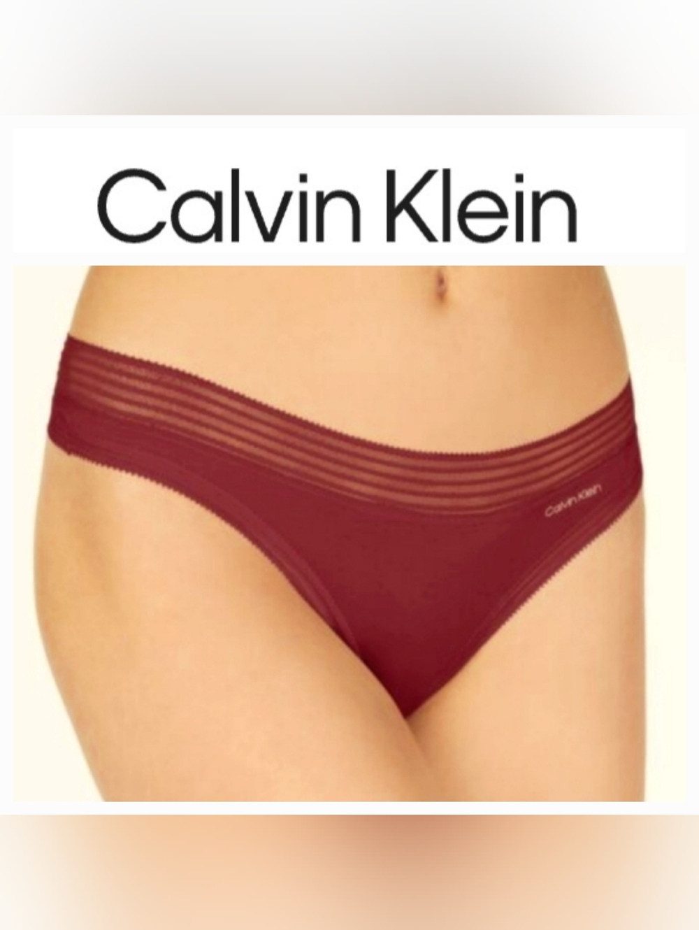 Calvin Klein Modal Stretch Thong Panty Burgundy Sz M NWT